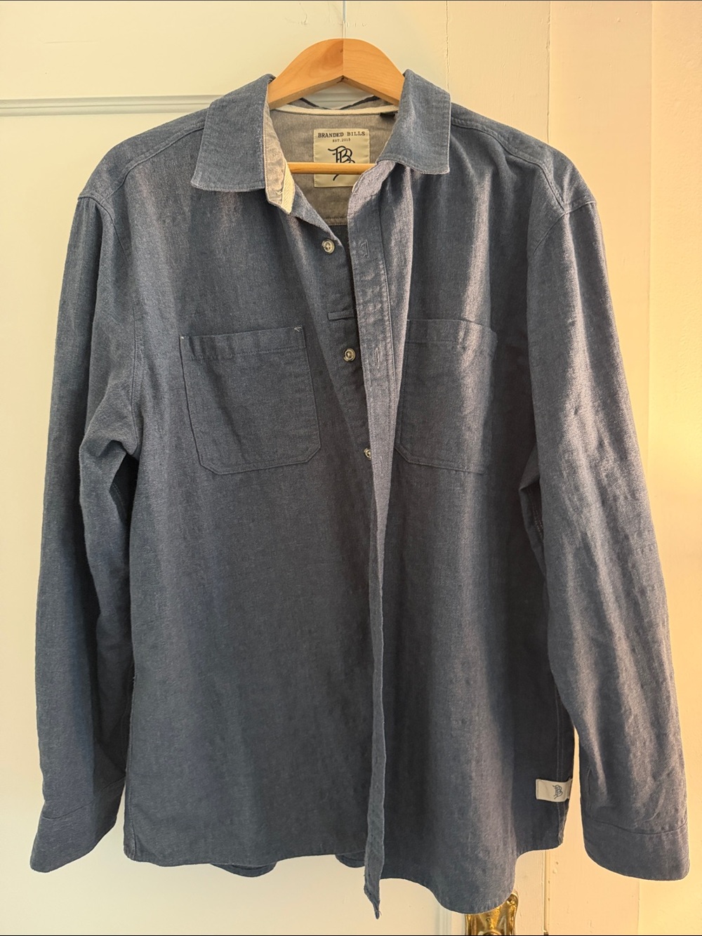 Branded B.R. Men's Indigo Button-Front Casual Shirt